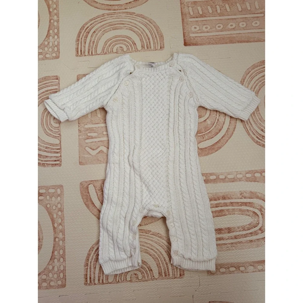 Baby Gap Cream White Cable Knit One Piece Romper 3-6 Months Cotton Bodysuit